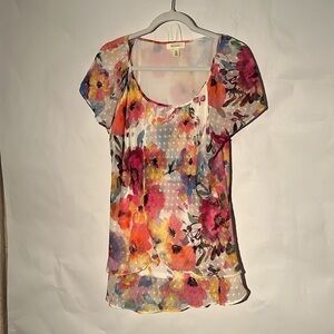 Watercolor appearance multicolor blouse by Tamara H size large